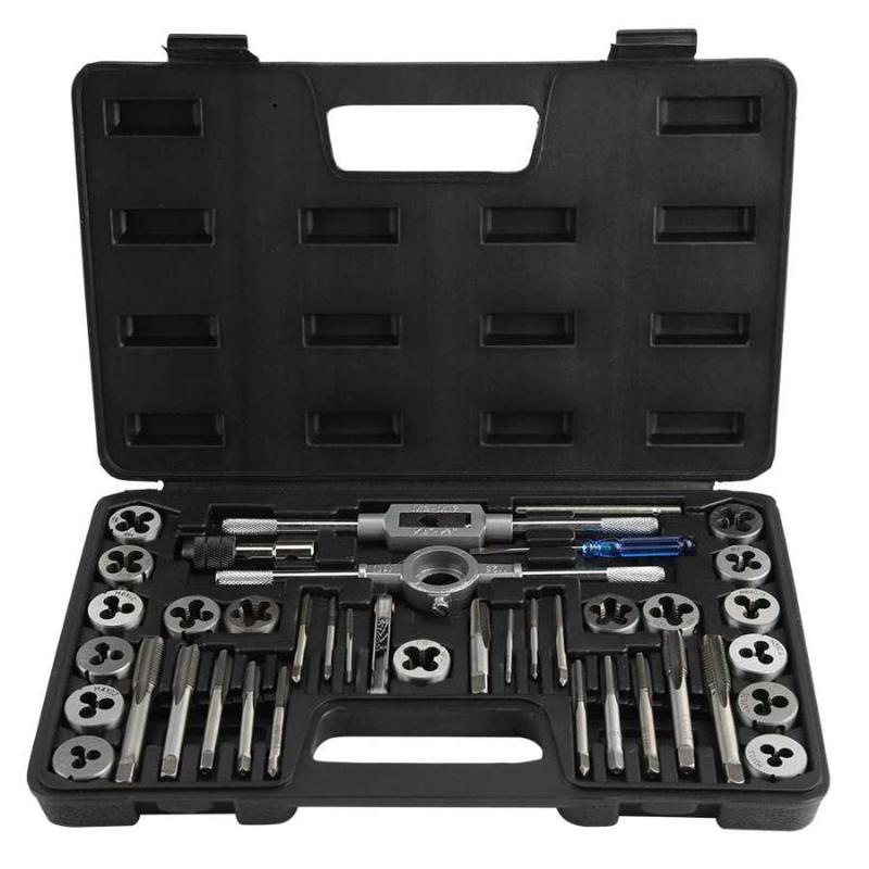 

Tap And Die Set 40-Piece M3-M12 Screw Nut With Wrenches Thread Gauge Heavy Duty Threading Hand Tools Storage Bags