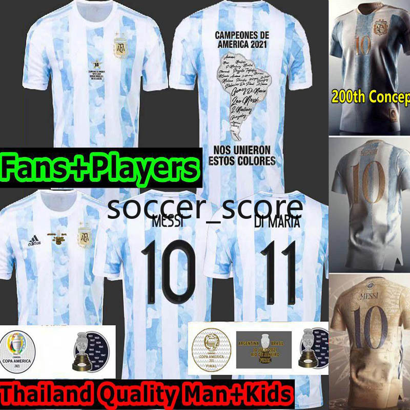 

TOP 2021 Argentina DI MARIA MARADONA MESSI Soccer Jerseys signature Home Away KUN AGÜERO LO CELSO MARTINEZ CORREA Football jersey Messi Copa America celebration 2021, 2021 home man
