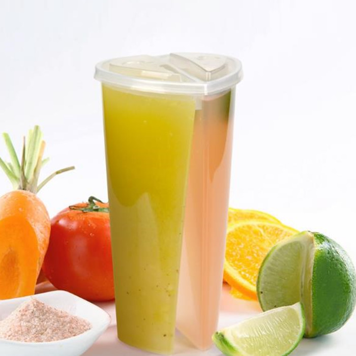 

600ML Heart Shaped Double Share Cup Transparent Plastic Disposable Cups with Lids Milk Tea Juice for Lover Couple