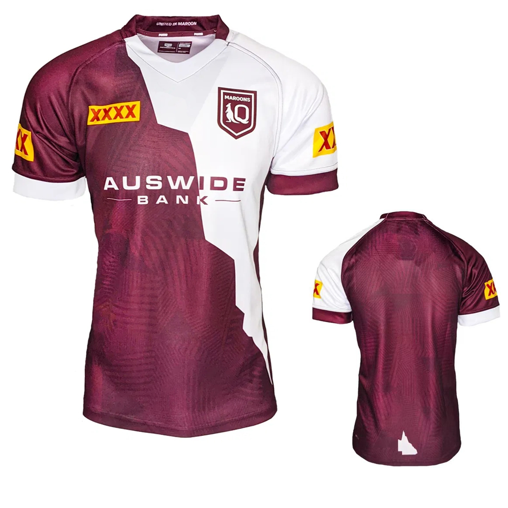 

2021 2022 QUEENSLAND MAROONS STATE OF ORIGIN CAPTAINS RUN JERSEY Australia QLD Indigenous rugby Jerseys Maroons home Jersey Rugby League shirt 5XL, 2021 home