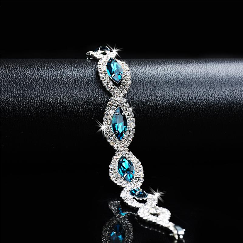 

Link, Chain Luxury Beautiful Blue Silver Gold Bracelet For Women Colorful Austrian Crystal Fashion Heart