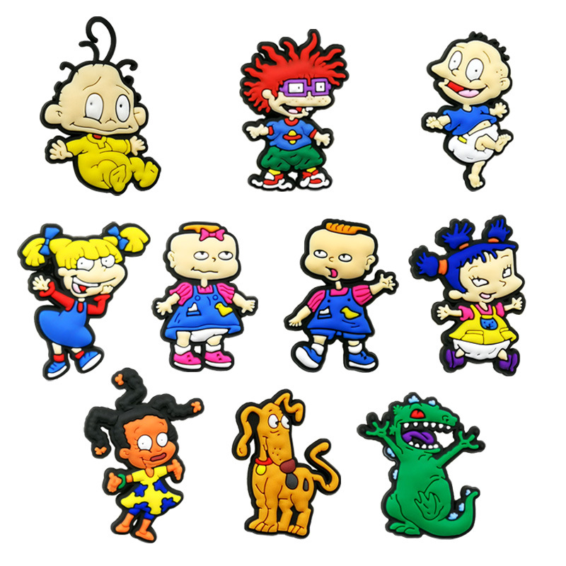 

Wholesale Rugrats Cartoon Character Charms for Croc PVC Soft Rubber Shoes Charms Accessories Xmas Gift Sandals