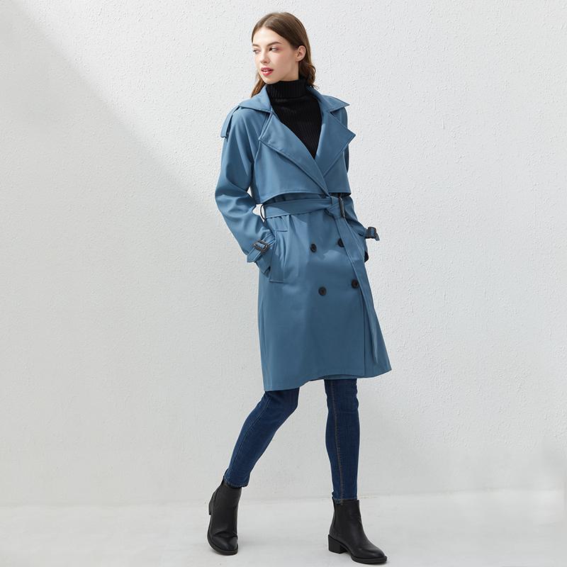

Women's Trench Coats Fitaylor Spring Autumn Double Breasted Long Lapel Jacket Women Vintage Belt Coat Cloak Windbreaker Outwear Blue Parkers, Tan;black