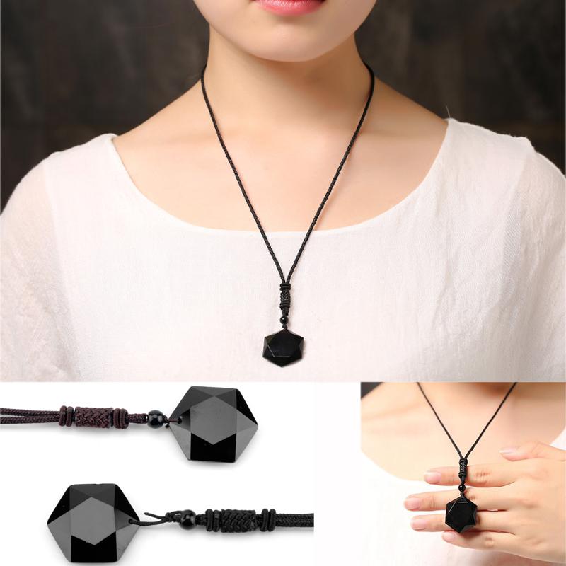 Pendant Necklaces Women Necklace Resin Carved Six Angle Star Face Rope Chain Cute Party Jewelry-image-707254680