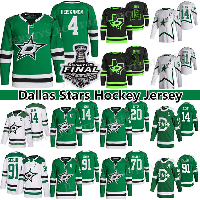 

Dallas Stars Jersey 14 Jamie Benn 20 Ryan Suter 70 Braden Holtby 91 Tyler Seguin 4 Miro Heiskanen 47 Alexander Radulov hockey jerseys, Green