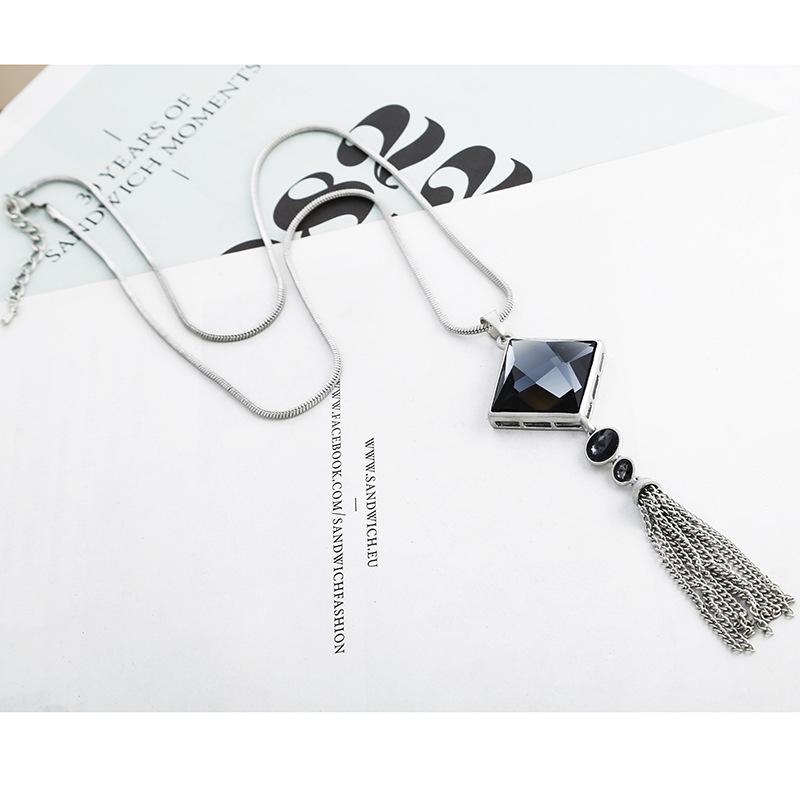 

Pendant Necklaces Square Tassel Sweater Chain Long Jewelry Female