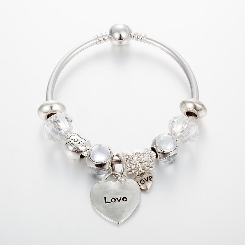 

Charm Bracelets ANNAPAER Mulitlayer Arrival Silver Color Murano Class Grass Beads Heart Love Bangles Accessories For Jewelry B17069