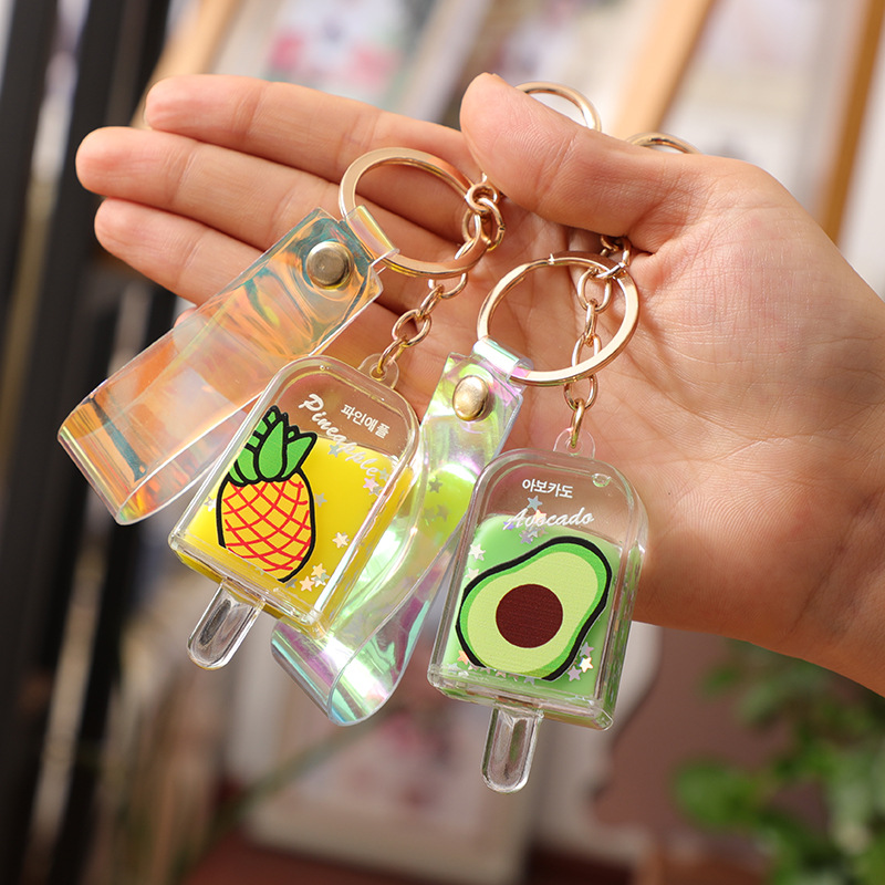 

Creative Cute Fruit Ice Cream Liquid KeyFob Summer Oil Series Keychain Car Bag Pendant Gift Key