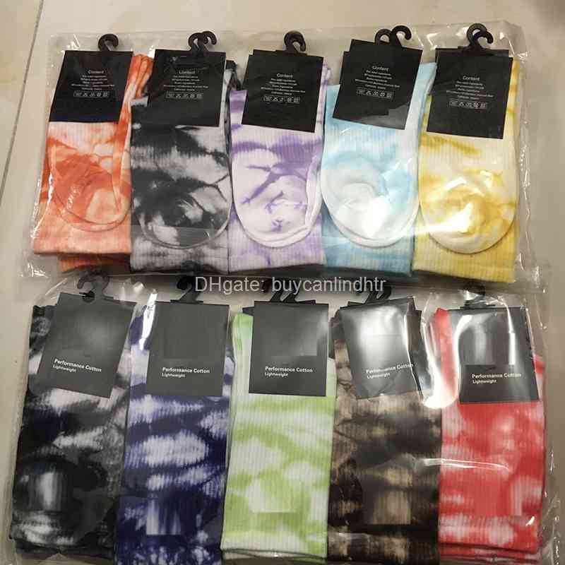 

Tie Dye Crew Printing Socks Street Style Printed Cotton Long Sport for Men Women High Socks Wp0w, N with tags