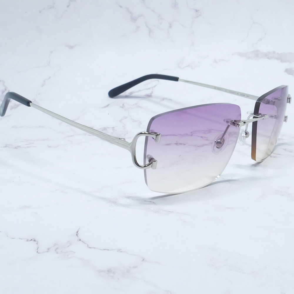 

Purple Rimless Big Men C Carter Square Vintage Sunglasses Driving Shades Eyewear Carters Metal Designer Sun Panda