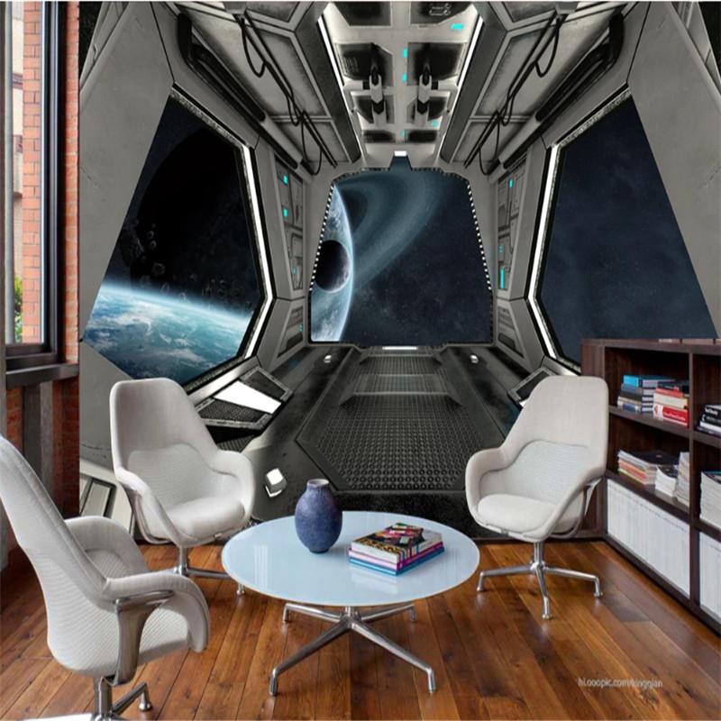 

Wallpapers Custom Cool 3D Spaceship Hatch Po Papel De Parede Restaurant Bar KTV Industrial Decor Mural Space Wall Paper