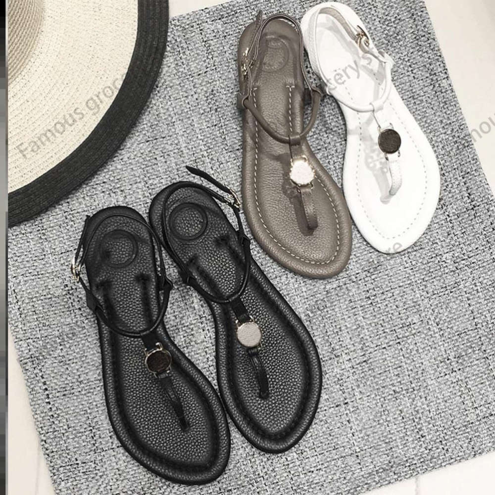 

Designer sandals T women's shoes B flat heel size 35-42 heel toe retro hollow three-color belt original box, Black