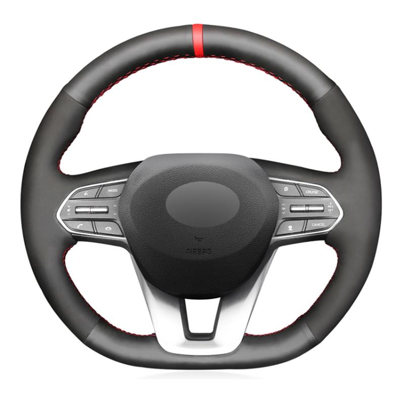 

Steering Wheel Covers Black Suede Faux Leather Hand-stitched Soft Car Cover For Santa Fe 2021-2021 Palisade 2021