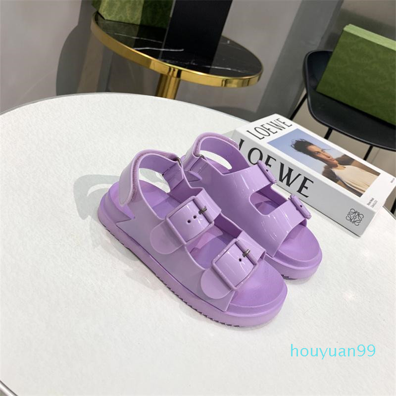 

2021 Luxury Womens Sandals Slide Designer Slippers Candy Color Flat High Heel Rubber Sandal Jelly Shoes Flip Flops Travel Outdoor, Black