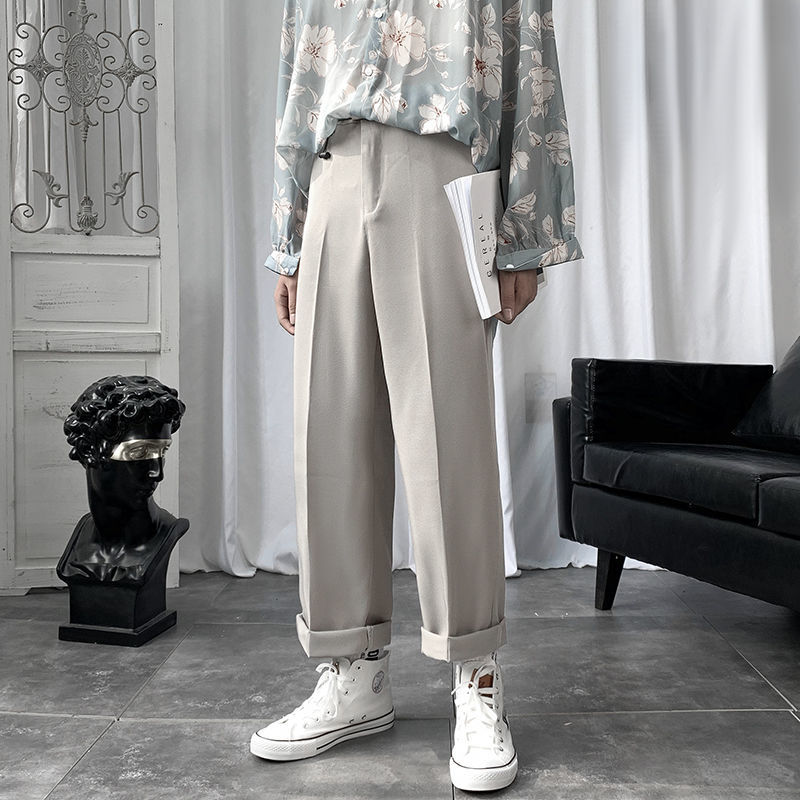 

Men's Pants Leisure College Trendy Straight Cargo Baggy Casual Streetwear Grey/black Color Fashion Loose Suit S-3XL 36VL