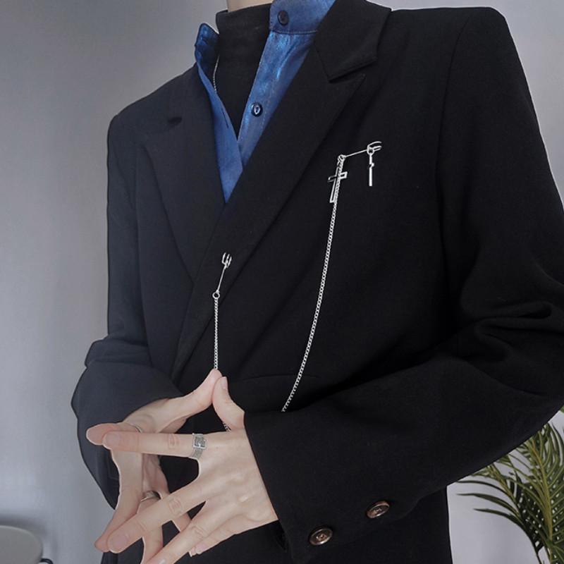 

Pins, Brooches Hip-hop Punk Cross Dress Tassel Chain Lapel Pin Suit Badge Female Corsage Men's Student Brooch For Women Accessories