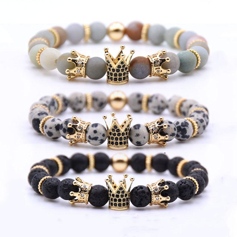 

Beaded, Strands Natural Stone Beads Bracelet For Men&Women 2021 Elastic Line Bracelets 8mm Charm Imperial Crown 8 Styles Jewellery