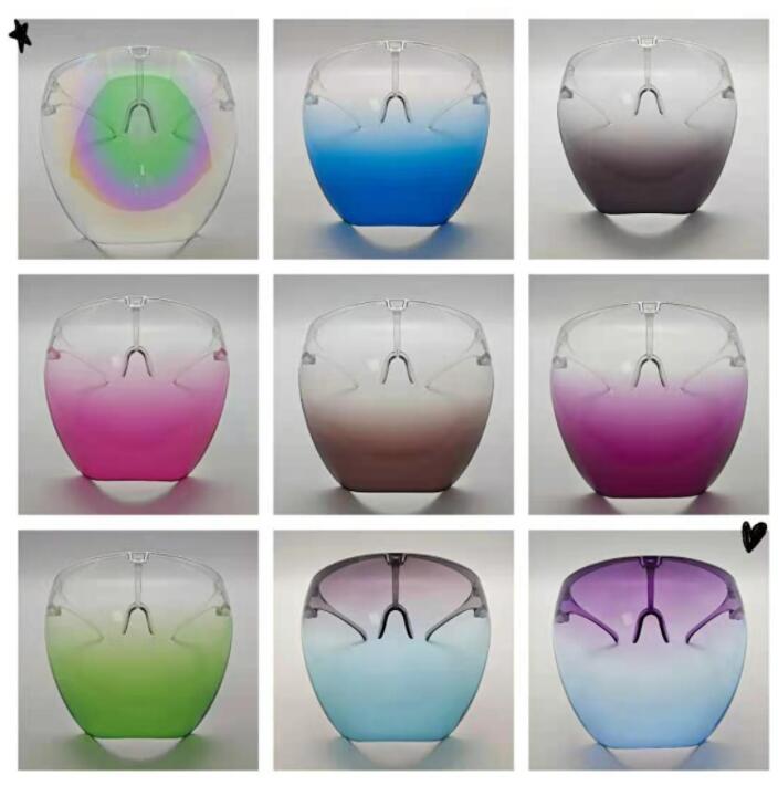 

DHL Gradient Color Protective Faceshield Mask With Glasses Frame Transparent Full Face Cover Anti-fog Face Shield Clear Designer Masks CPA2735