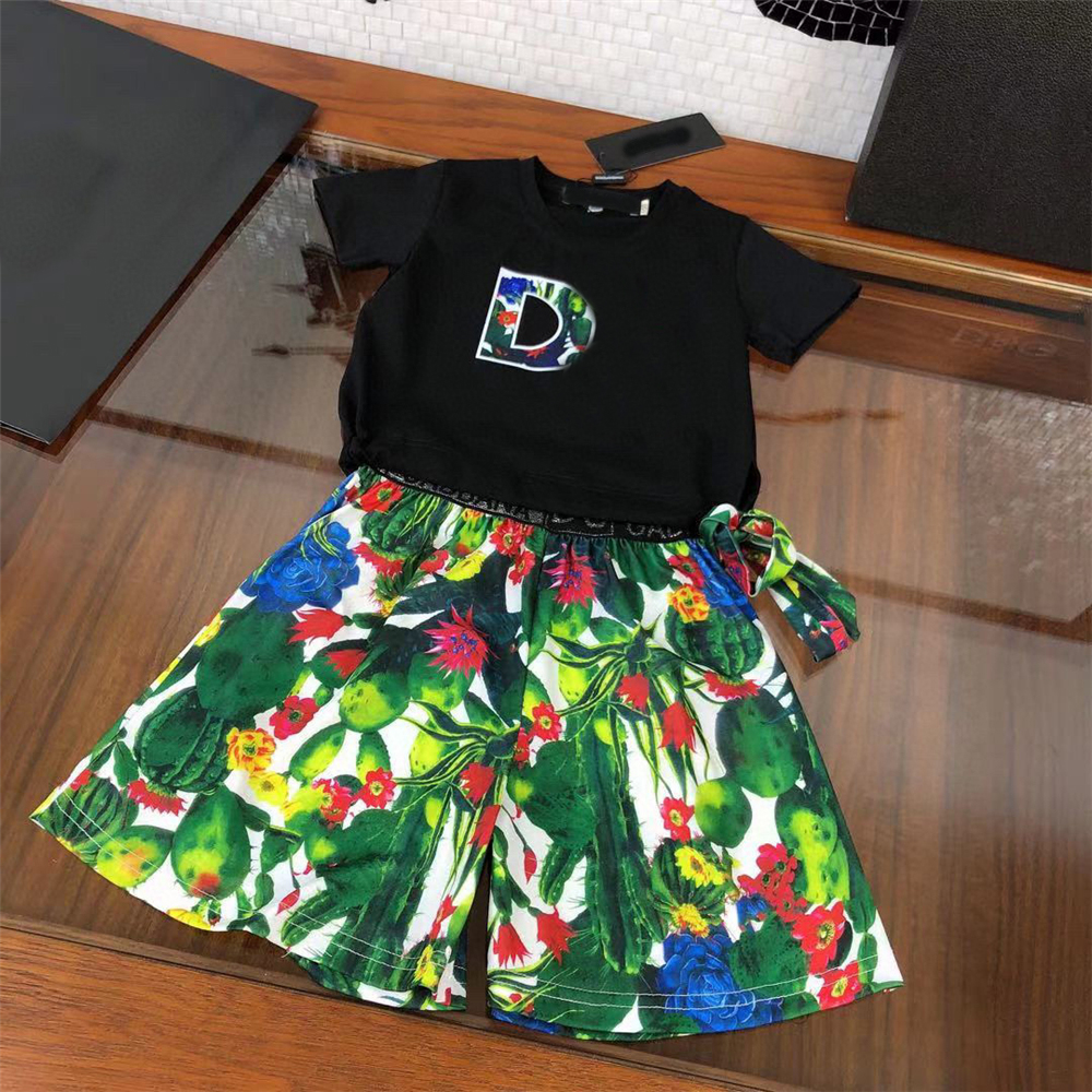 

2021 summer fashion 2pcs print letter sets cotton kids girls outfits retail, White
