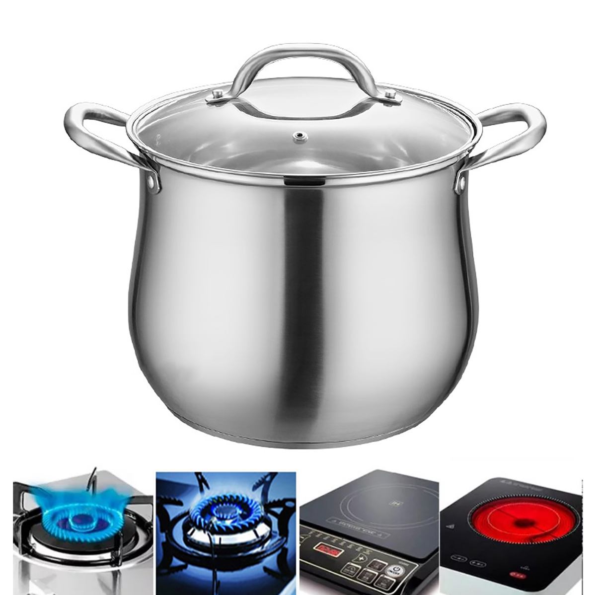 

Cookware Kitchen Pots Extra-high with Double Bottom and Thick Stew Pot