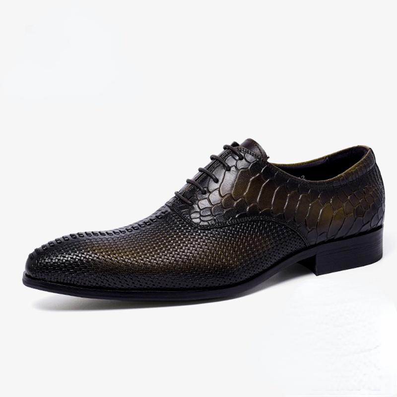 

Dress Shoes Awelife Men Italian Oxford Wingtip Genuine Leather Pointed Toe Lace-Up Brogues Wedding Platform, Black
