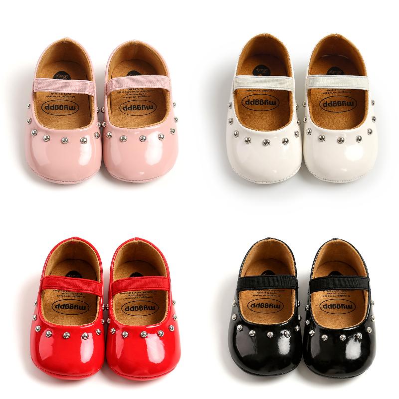 

First Walkers Born Baby Boy Girl Shoes Classic Bowknot Rubber Sole Anti-slip PU Dress Walker Toddler Crib Shoe
