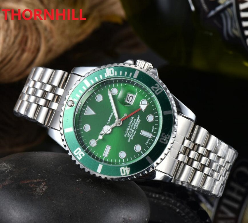 

Classic Mens Watch 40mm Business Montre De Luxe Gifts Red Pink Green Dial Watches Calendar Top Brand Quartz Wristwatch 40mm, As pic