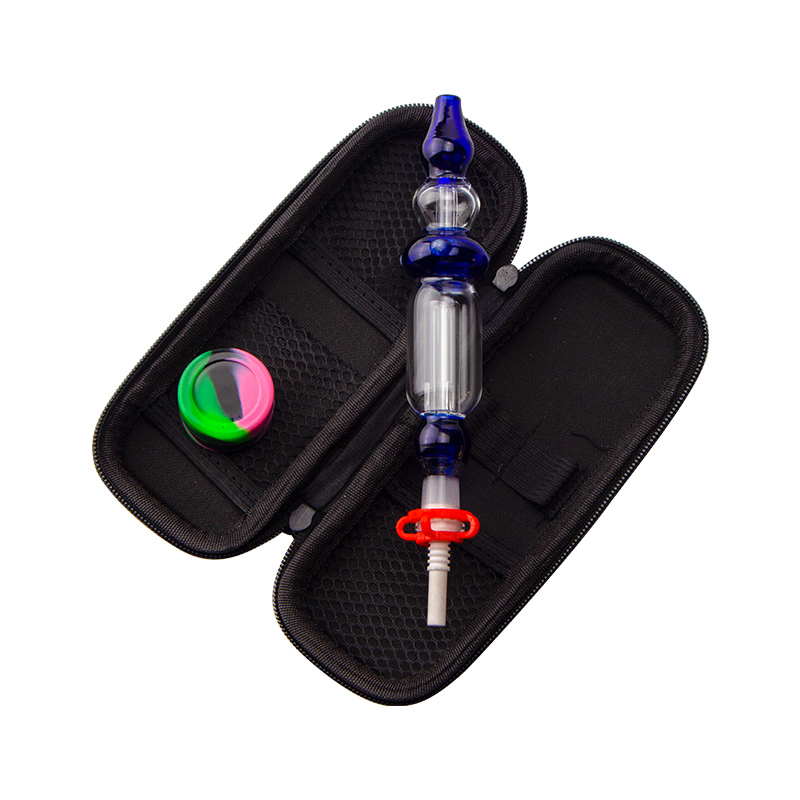 Healthy_Cigarette NC011 Nectar Collector Smoking Pipe Bag Set 10mm Titanium Ceramic Quartz Nail Clip Dabber Tool Calabash Style Glass Hand Pipes Nec