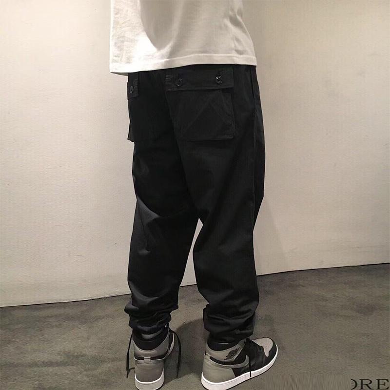 

Men's Pants WTAPS Trend Autumn Thin Tooling Pocket Casual All-match Elastic Waist Corset Sports Men, Black