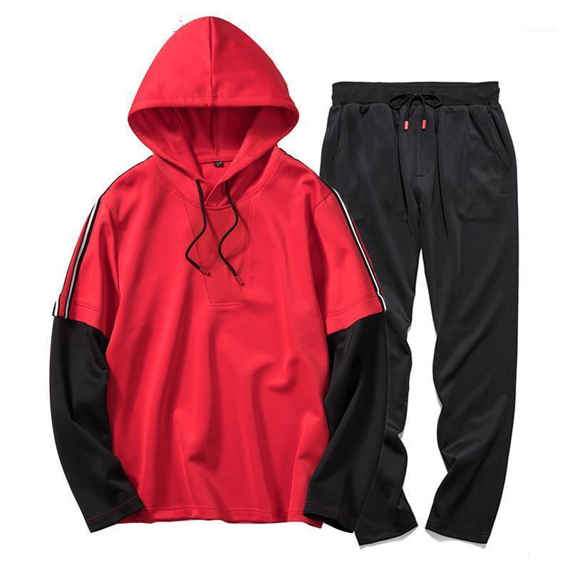 

Men's Tracksuits Loldeal 2021 Mens Set Sweatshirts Pants Fashion Clothing Patchwork Hoodies Masculino Sportswear1, Gray
