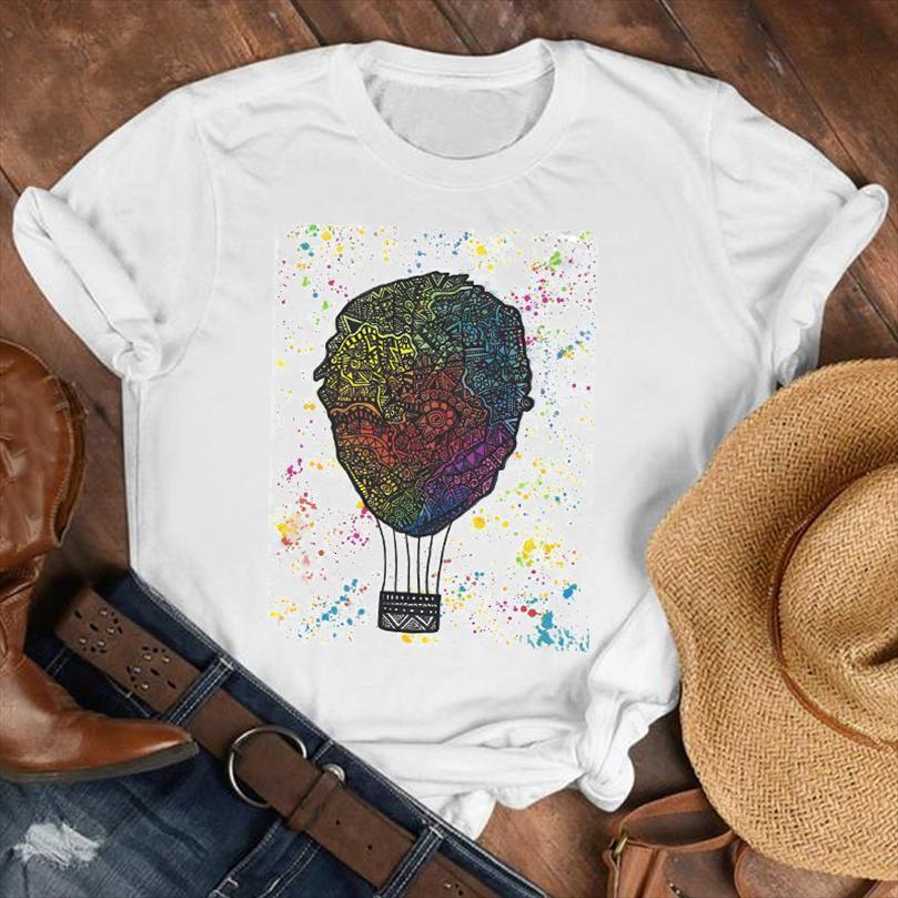 

and women lady cartoon watercolor mens womens balloon clothing summer fall clothes tee female print t graphic, White;black
