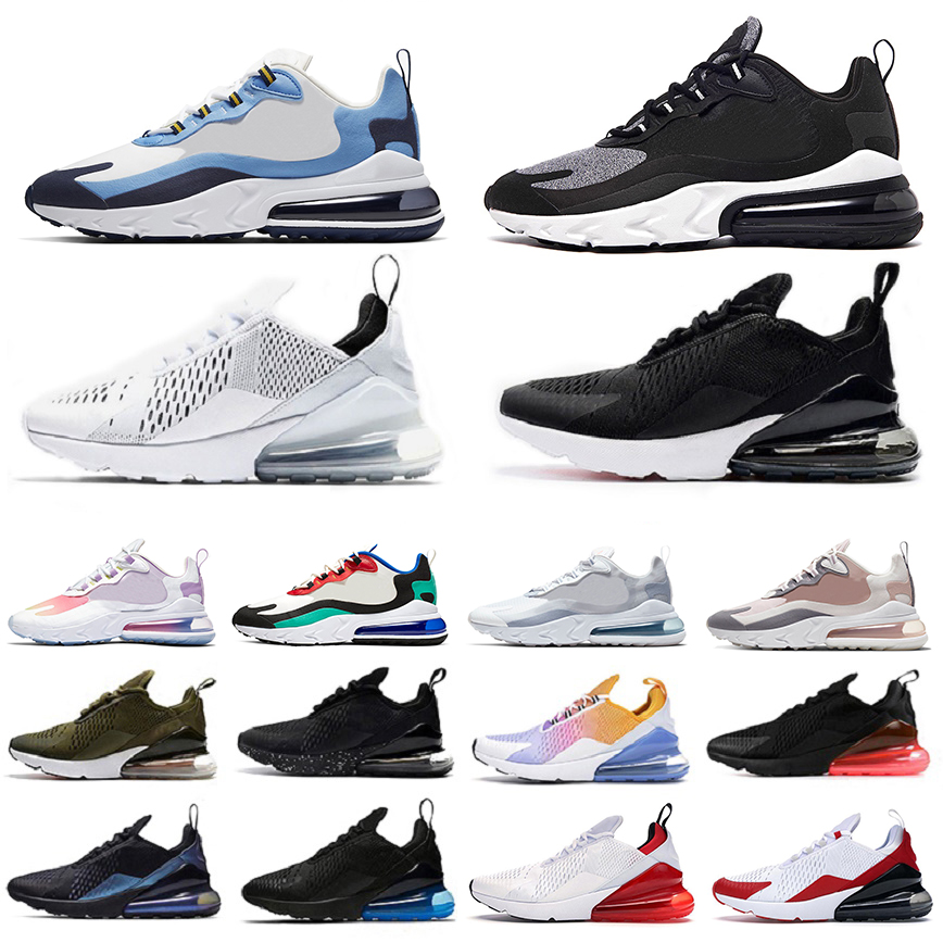 

270 react UNC men women running shoes 270s USA Triple Black Core White Metallic Gold Bleached Coral Bauhaus Blue Medium Olive trainers mens sports sneakers, Color#5