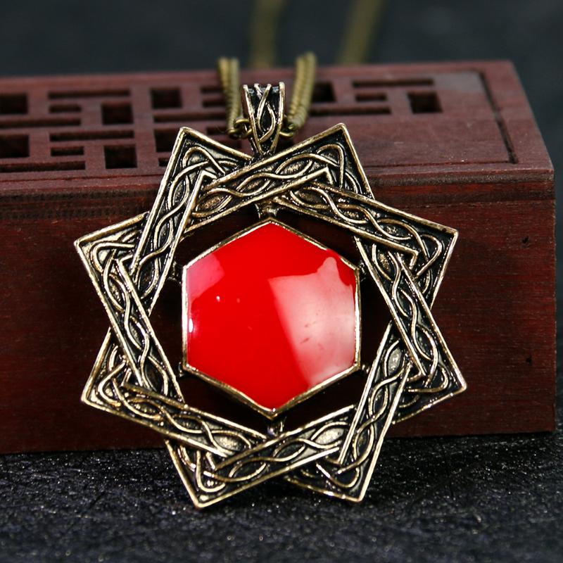 

Pendant Necklaces Retro Rub El Hizb Hexagon Necklace Red Star Of David Solomon Muslim Arabic Chain Quran Boy Man Male Jewelry Gift