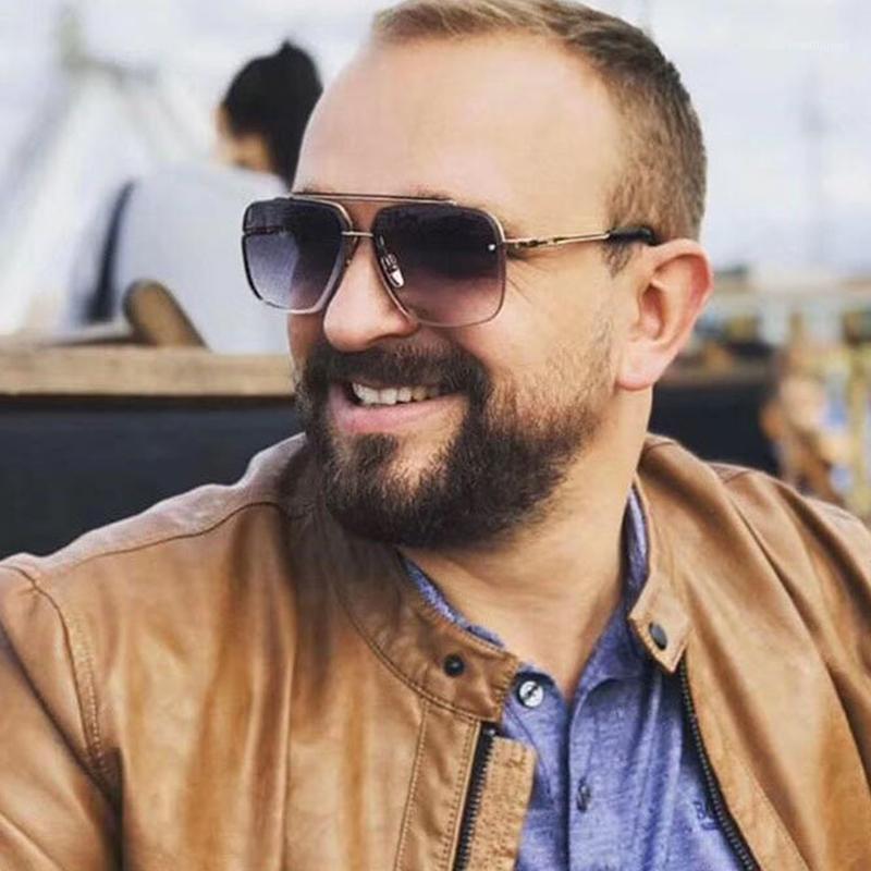 

Sunglasses Oversized Square Men 2021 Sun Glasses Fashion Gradient Metal Shades Brown UV400 Cool Gafas1