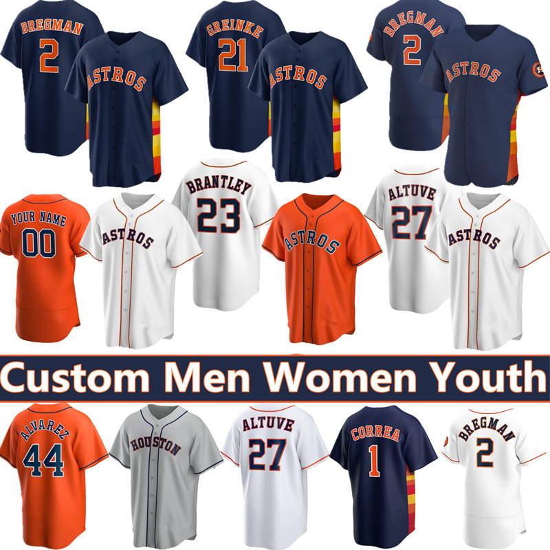 

Houston Men Women Youth Astros 27 Jose Altuve Jersey George Springer Alex Bregman Michael Brantley Yuli Gurriel Alvarez Carlos Correa Kids Custom Baseball jerseys, Youth's color 3
