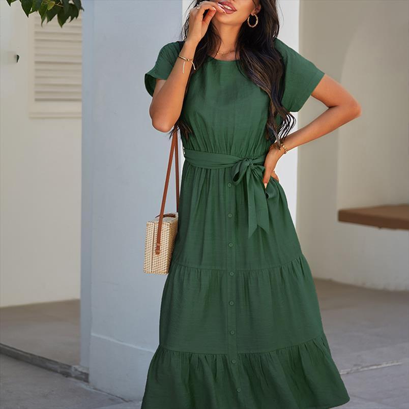 

atuendo summer fashion long womens dress vintage solid green silk clothing causal bohemian soft high waist robe, Black;gray