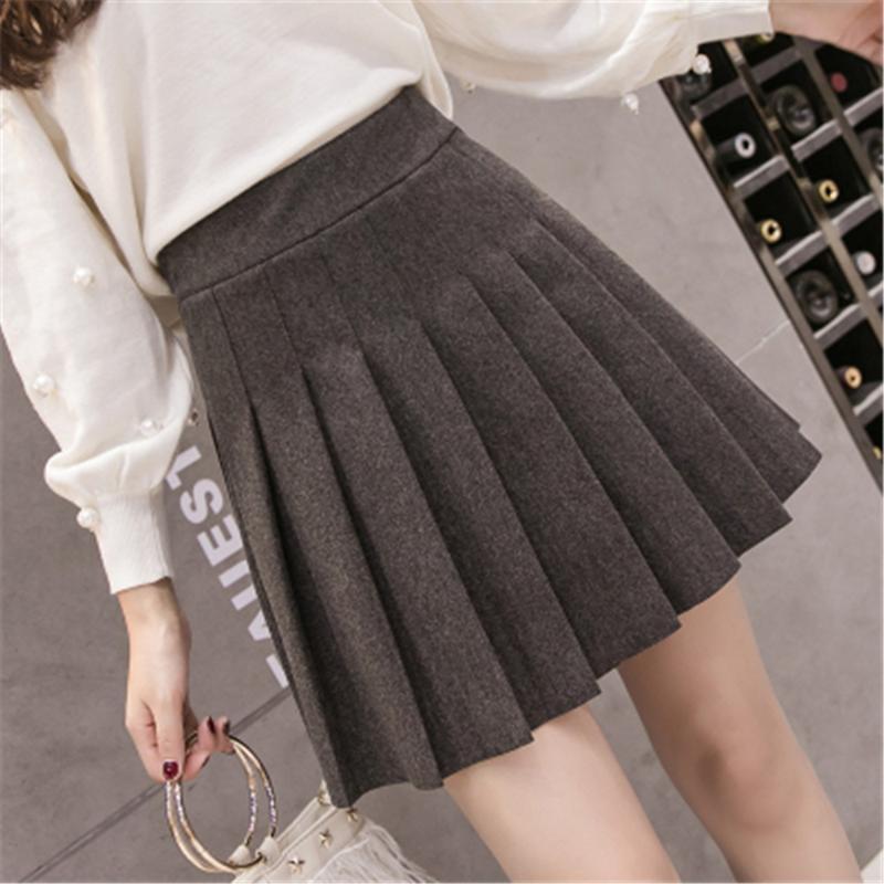

Skirts Womens Streetwear Black High Waist Clothing Fashion Skirt 2022 Autumn Winter The Solid Color Elastic Force Pleated PZ2758
