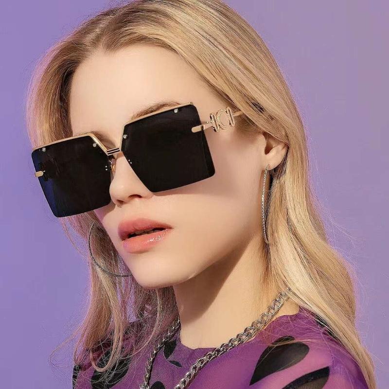 

Sunglasses Oversized Rimless Square Women Men Luxury Black Gafas Sun Glasses Big Shades Unique UV400