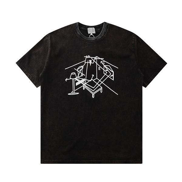 

21SS Heavy Cotton T Shirt Washed Men Women Fashion Tee Shirts, White;black