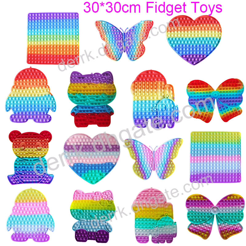 

30*30cm Large Rainbow Pioneer Fidget Toys Children's Push Pop Puzzle Decompression Toy Autism Stress Relief Sensory Board Game