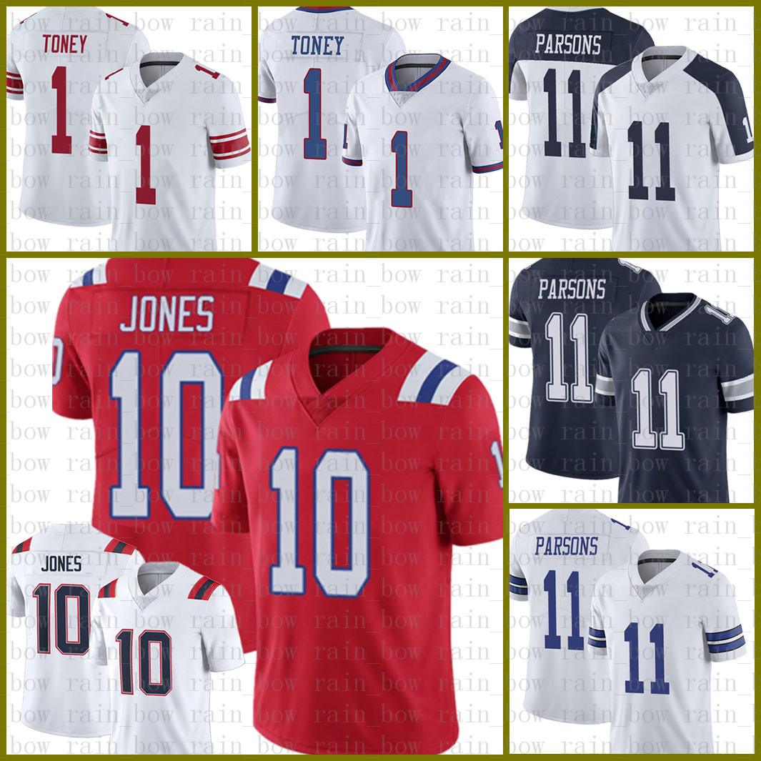 

American football jersey New England Patriot 10 Mac Jones Dallas Cowboy 11 Micah Parsons New Mens York Giants 1 Kadarius Toney 2, Black;red