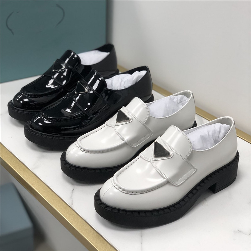 

Fashion Shoes Genuine Leather Slipper Triangle Logo Sandals Platform Sliders MILANO Black White Mules Soft Cowhide Shoe With Box, Color 6