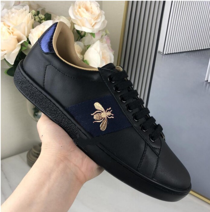

Italy Men Women Sneaker Casual Shoes Top Quality Snake Chaussures Leather Sneakers Ace Bee Embroidery Stripes Shoe Walking Sports JKM0002