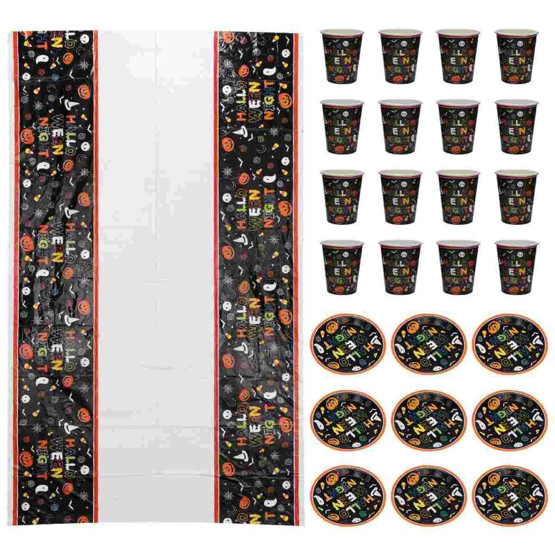 

Disposable Cups & Straws 1 Set Paper Tableware Plate Party Supplies Assorted Color