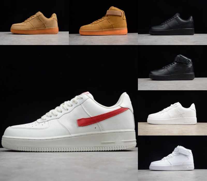 

top quality 2021 Forces Men Low Skateboard Shoes fashion One Unisex 1 Knit Euro Air High Women All White Black Red Leather Trainer Sneaker