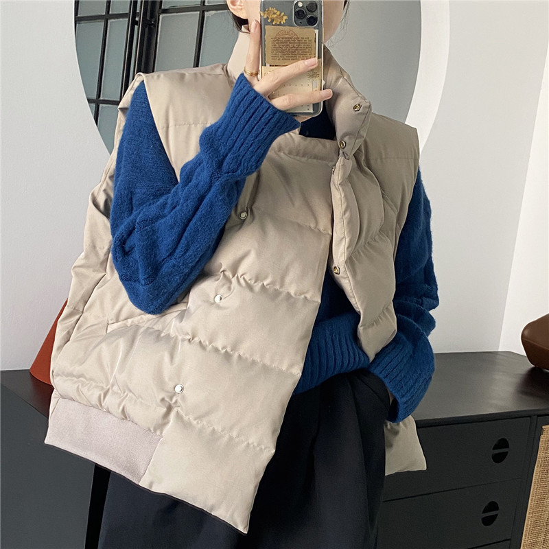 

Winter Version Loose Women Cotton Jcket Waistcoat Irregular Oversized Warm Sleeveless Vest Bread Clothes Female 210520, Gray