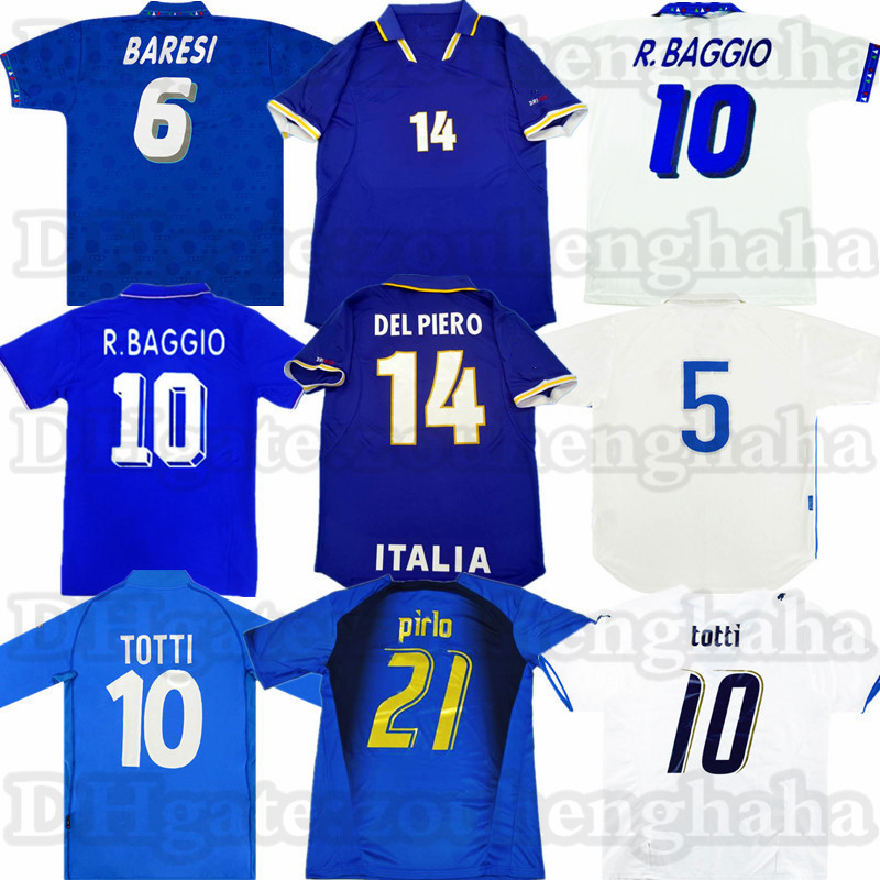 

Retro Italy R.BAGGIO Classic Soccer Jersey DEL PIERO 82 90 94 96 98 2000 2006 MALDINI TOTTI PIRLO ROSSI Ancient Football shirt, 1994
