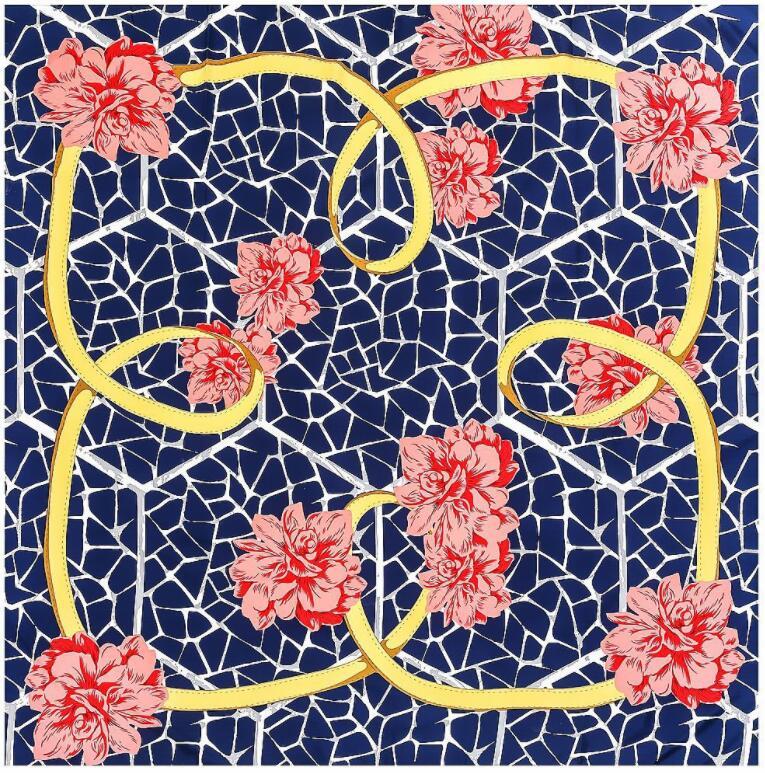 

Scarves Big Size Scarf Women Square Twill Silk Camellia Flower Design Shawl Bandanas Wholesale 130*130CM