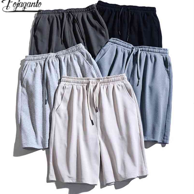 

FOJAGANTO Summer Sport Shorts Men Cotton Drawstring Sportswear Outerwear Solid Loose Male 210629, Light grey