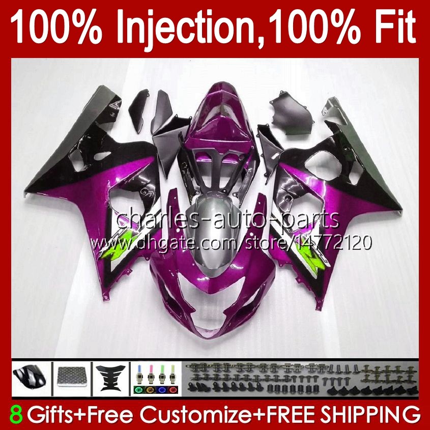

Purple black Injection Mold Fairings For SUZUKI GSXR600 GSXR750 GSXR-750 K4 04 05 43No.103 GSXR 750CC 600CC 750 600 CC GSXR-600 2004 2005 GSX-R750 2004-2005 OEM Body Kit, No. 21